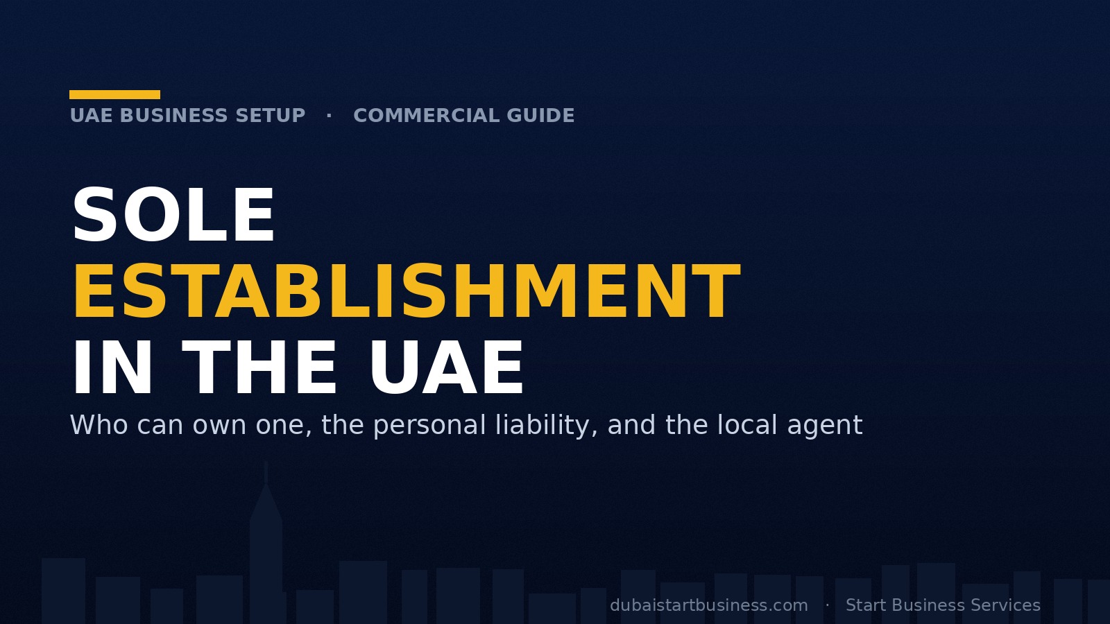 Sole establishment in the UAE — 100% professional ownership, personal liability, local service agent